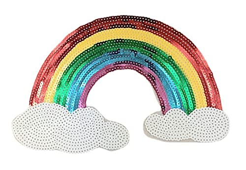 Anawakia Glitzer Regenbogen Aufnäher Aufbügler Iron on Patches Applikation Pailletten Regenbogen Sticker Bügelbilder (L 15 * 24cm) von Anawakia