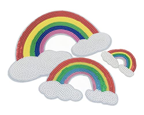 Anawakia Glitzer Regenbogen Aufnäher Aufbügler Iron on Patches Applikation Pailletten Regenbogen Sticker Bügelbilder (S M L) von Anawakia