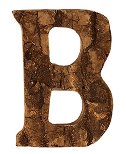 Anawakia Hölzerne Buchstaben A B C D E F G H I J K L M N O P Q R S T U V W X Y Z Vintage Massivholzrinde Holz Nummer Zahlen & 0 1 2 3 4 5 6 7 8 9 Retro DIY Dekoration (B) von Anawakia