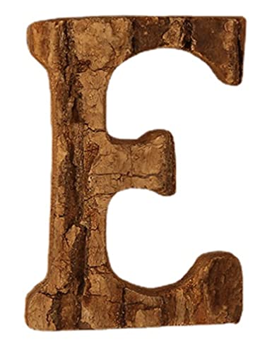 Anawakia Hölzerne Buchstaben A B C D E F G H I J K L M N O P Q R S T U V W X Y Z Vintage Massivholzrinde Holz Nummer Zahlen & 0 1 2 3 4 5 6 7 8 9 Retro DIY Dekoration (E) von Anawakia