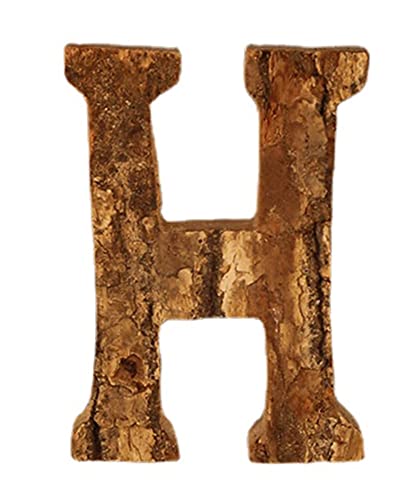 Anawakia Hölzerne Buchstaben A B C D E F G H I J K L M N O P Q R S T U V W X Y Z Vintage Massivholzrinde Holz Nummer Zahlen & 0 1 2 3 4 5 6 7 8 9 Retro DIY Dekoration (H) von Anawakia