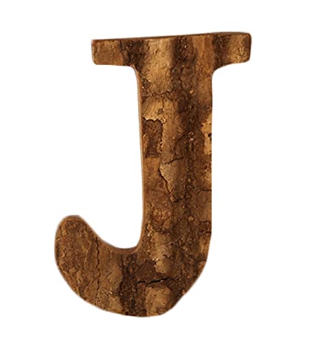 Anawakia Hölzerne Buchstaben A B C D E F G H I J K L M N O P Q R S T U V W X Y Z Vintage Massivholzrinde Holz Nummer Zahlen & 0 1 2 3 4 5 6 7 8 9 Retro DIY Dekoration (J) von Anawakia