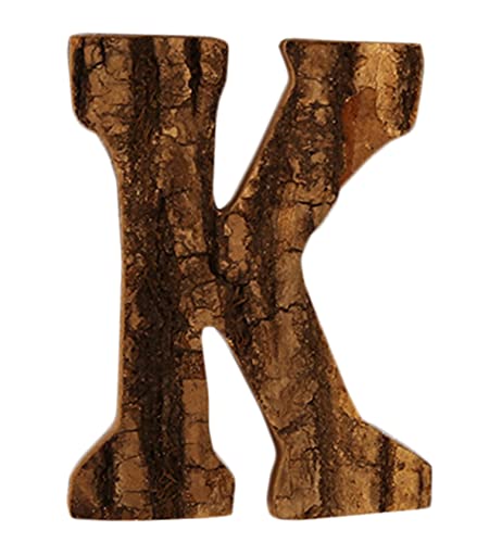 Anawakia Hölzerne Buchstaben A B C D E F G H I J K L M N O P Q R S T U V W X Y Z Vintage Massivholzrinde Holz Nummer Zahlen & 0 1 2 3 4 5 6 7 8 9 Retro DIY Dekoration (K) von Anawakia