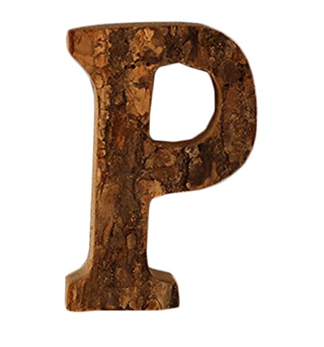 Anawakia Hölzerne Buchstaben A B C D E F G H I J K L M N O P Q R S T U V W X Y Z Vintage Massivholzrinde Holz Nummer Zahlen & 0 1 2 3 4 5 6 7 8 9 Retro DIY Dekoration (P) von Anawakia