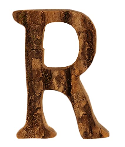 Anawakia Hölzerne Buchstaben A B C D E F G H I J K L M N O P Q R S T U V W X Y Z Vintage Massivholzrinde Holz Nummer Zahlen & 0 1 2 3 4 5 6 7 8 9 Retro DIY Dekoration (R) von Anawakia