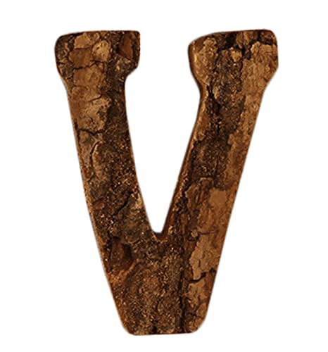 Anawakia Hölzerne Buchstaben A B C D E F G H I J K L M N O P Q R S T U V W X Y Z Vintage Massivholzrinde Holz Nummer Zahlen & 0 1 2 3 4 5 6 7 8 9 Retro DIY Dekoration (V) von Anawakia