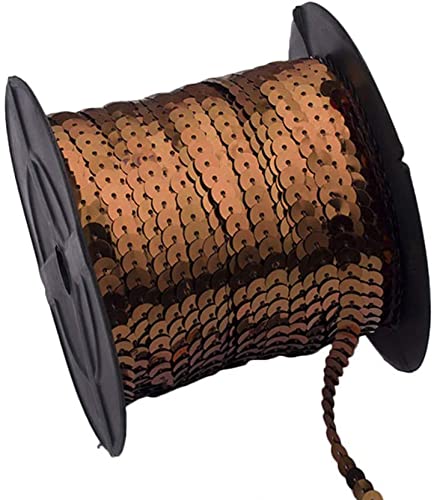 Anawakia Paillettenband 90 m Farbiges Pailletten Band 6 mm Breites Bortenband Glänzende Paillettenbänder für DIY Handwerk Bastelprojekte Tanzbekleidungen Armband Dekorationen (Braun) von Anawakia