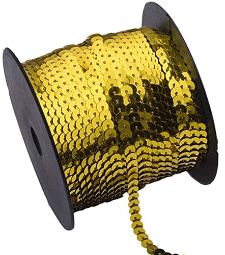 Anawakia Paillettenband 90 m Farbiges Pailletten Band 6 mm Breites Bortenband Glänzende Paillettenbänder für DIY Handwerk Bastelprojekte Tanzbekleidungen Armband Dekorationen (Gold) von Anawakia