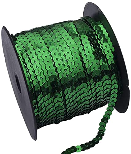 Anawakia Paillettenband 90 m Farbiges Pailletten Band 6 mm Breites Bortenband Glänzende Paillettenbänder für DIY Handwerk Bastelprojekte Tanzbekleidungen Armband Dekorationen (Grün) von Anawakia