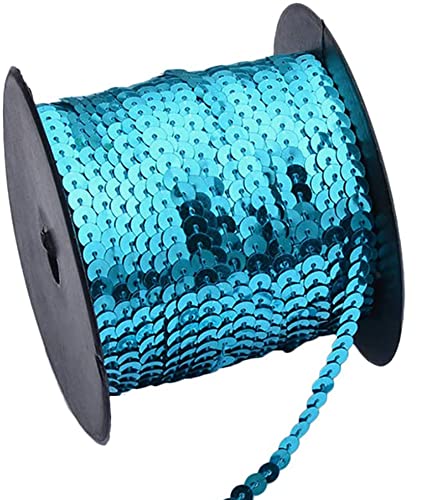 Anawakia Paillettenband 90 m Farbiges Pailletten Band 6 mm Breites Bortenband Glänzende Paillettenbänder für DIY Handwerk Bastelprojekte Tanzbekleidungen Armband Dekorationen (Helles Blau) von Anawakia