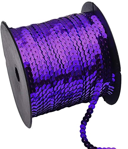 Anawakia Paillettenband 90 m Farbiges Pailletten Band 6 mm Breites Bortenband Glänzende Paillettenbänder für DIY Handwerk Bastelprojekte Tanzbekleidungen Armband Dekorationen (Violett) von Anawakia