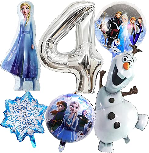Frozen Ballons, 4 Jahr Frozen Geburtstagsdeko Mädchen, Frozen geburtstagsdeko 4 Jahre, Frozen Party Luftballons Frozen Folienballon Schneeflocke Luftballons für Kinder Geburtstag Party Dekoration von Anbobili