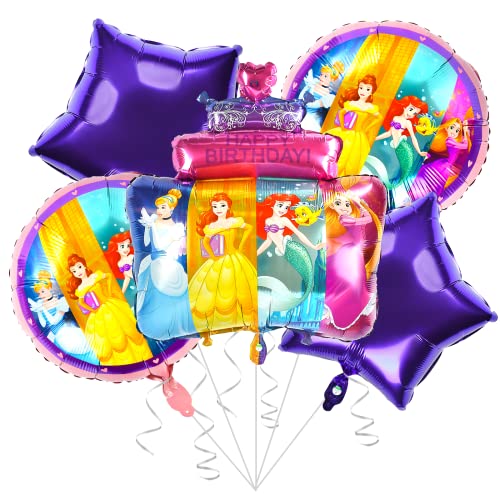 Geburtstagsdeko Mädchen, 5 Stück Luftballons Princess Luftballons Folienballons, Helium Luftballons Folienballon Ballons Kindergeburtstag Deko, Luftballons Geburtstag Dekoration Mottoparty von Anbobili