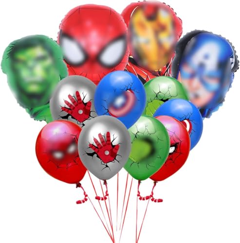 Luftballons Geburtstag, 12 Stück Superhelden Ballons Geburtstag Kinder, Luftballons Kinder Superhelden Luftballons, Folienballon Superhelden Latex Ballons, für Jungen und Mädchen Party Decoration von Anbobili