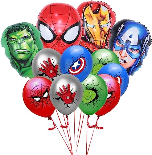 Luftballons Geburtstag, 12 Stück Superhelden Ballons Geburtstag Kinder, Luftballons Kinder Superhelden Luftballons, Folienballon Superhelden Latex Ballons, für Jungen und Mädchen Party Decoration von Anbobili