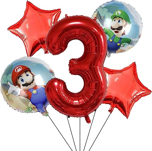 Luftballons Geburtstag 3 Jahre, 5 Stück Ballons Geburtstag Kinder, Luftballons 3. Geburtstag, Geburtstag Dekoration 3 Jahre, Folienballons für Partydekorationen Jungen und Mädchen von Anbobili
