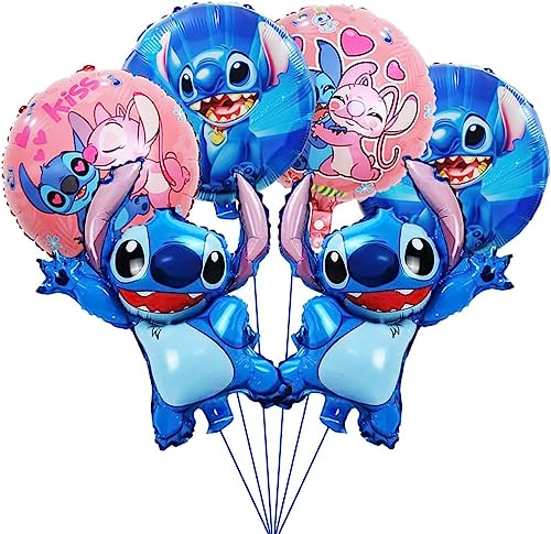 Luftballons Geburtstag Stitch, 6 Stück Lilo und Stitch Luftballons, Lilo und Stitch Party Deko, Kindergeburtstag Luftballons, Folienballons Stitch Ballon Set für Junge und Mädchen Party Dekoration von Anbobili