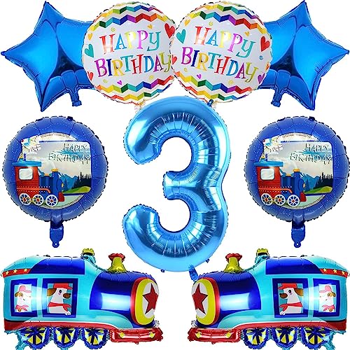 Zug Luftballons 3. Geburtstag - 9 Stück Dekoration Set für Kindergeburtstag - Helium Folienballon Geburtstagsdeko für Kinder Zug Luftballons 3. Geburtstag - 9 Stück Dekoration Set für Kindergeburtstag - Helium Folienballon Geburtstagsdeko für Kinder von Anbobili