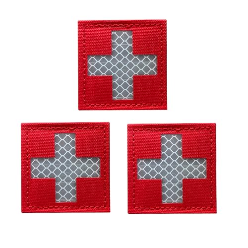 Medizinisches rotes Kreuz, reflektierend, mit Klettverschluss, EMS EMT, 3 Stück von Ancana