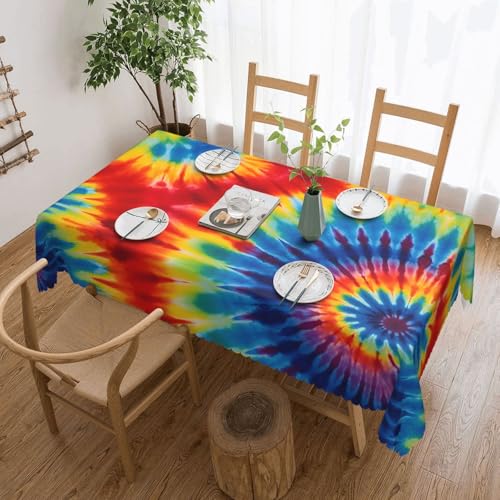 Bunte Batik-Tischdecke für Esszimmer, Küche, Geburtstagsparty-Dekoration für Esstisch, Buffet-Partys, Terrasse, Camping-Abdeckung, 137,2 x 182,9 cm von Anceky