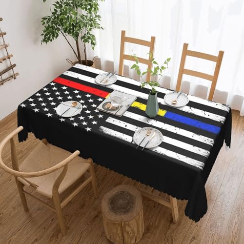 Dünne Tischdecke mit rot-Goldener Blauer Linie, Flagge der Rettungsdienste, für Esszimmer, Küche, Geburtstagsparty, Dekoration für Esstisch, Buffet, Partys, Terrasse, Camping, 137,2 x 182,9 cm von Anceky