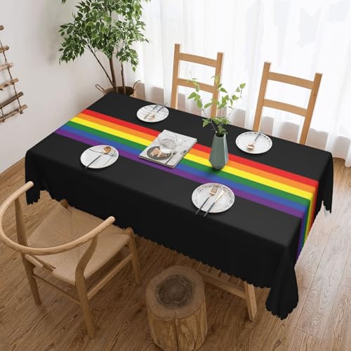 LGBT Gay Pride Regenbogen-Tischdecke für Esszimmer, Küche, Geburtstagsparty-Dekorationen für Esstisch, Buffet-Partys, Terrasse, Camping-Abdeckung, 137,2 x 182,9 cm von Anceky