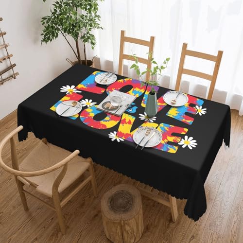 LGBT Pride Rainbow Gay Love is Love Bunte Tischdecke für Esszimmer, Küche, Geburtstagsparty-Dekorationen für Esstisch, Buffet-Partys, Terrasse, Camping, 137,2 x 183,9 cm von Anceky