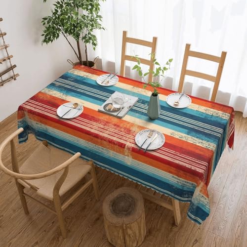 Mexikanische Serape-Tischdecke mit Aquarellmotiv für Esszimmer, Küche, Geburtstagsparty, Dekoration für Esstisch, Buffet, Partys, Terrasse, Camping, 137,2 x 183,9 cm von Anceky