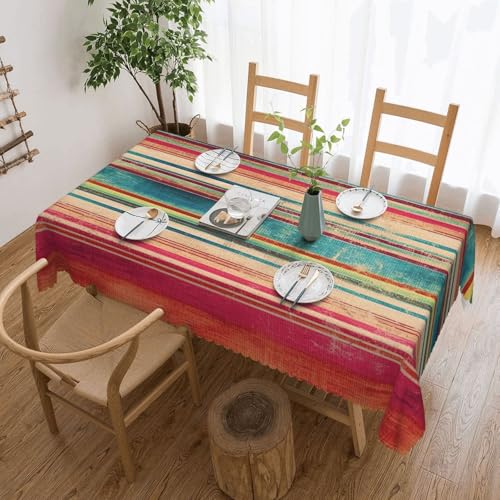 Mexikanische Serape-Tischdecke mit Aquarellmotiv für Esszimmer, Küche, Geburtstagsparty, Dekoration für Esstisch, Buffet, Partys, Terrasse, Camping, 137,2 x 183,9 cm von Anceky