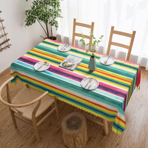 Mexikanische Serape-Tischdecke mit Aquarellmotiv für Esszimmer, Küche, Geburtstagsparty, Dekoration für Esstisch, Buffet, Partys, Terrasse, Camping, 137,2 x 183,9 cm von Anceky