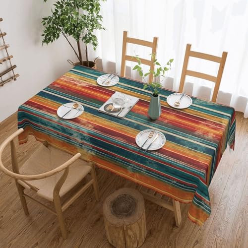 Mexikanische Serape-Tischdecke mit Aquarellmotiv für Esszimmer, Küche, Geburtstagsparty, Dekoration für Esstisch, Buffet, Partys, Terrasse, Camping, 137,2 x 183,9 cm von Anceky