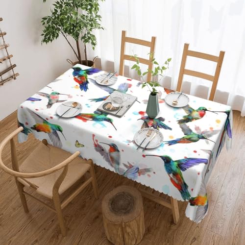 Tischdecke mit Aquarell-Kolibris für Esszimmer, Küche, Geburtstagsparty, Dekoration für Esstisch, Buffet, Partys, Terrasse, Camping, 137,2 x 182,9 cm von Anceky
