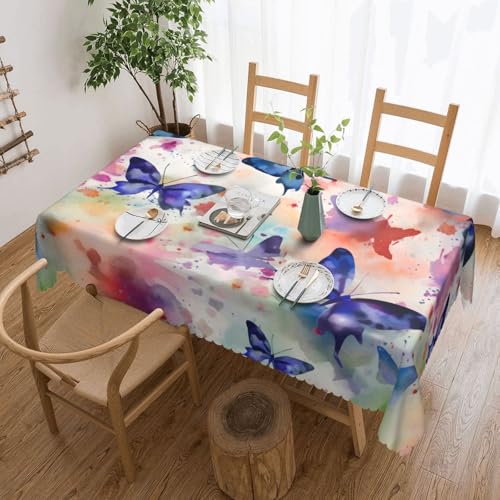 Tischdecke mit Aquarell-Schmetterlingsmotiv für Esszimmer, Küche, Geburtstagsparty, Dekoration für Esstisch, Buffet, Partys, Terrasse, Camping, 137,2 x 182,9 cm von Anceky