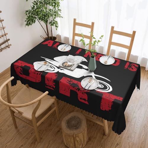 Tischdecke mit Aufschrift „All I Need is Dirt Bike, für Esszimmer, Küche, Geburtstagsparty, Dekoration für Esstisch, Buffet, Partys, Terrasse, Camping, 137,2 x 182,9 cm von Anceky