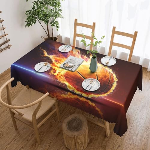 Tischdecke mit Basketball-Motiv „On Fire für Esszimmer, Küche, Geburtstagsparty, Dekoration für Esstisch, Buffet, Partys, Terrasse, Camping, 137,2 x 183,9 cm von Anceky