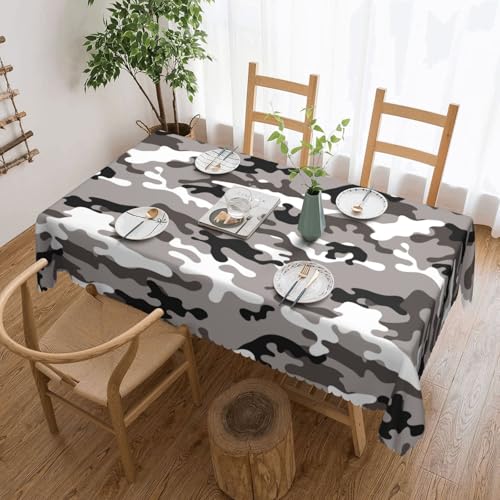 Tischdecke mit Camouflage-Muster, Grau, Camouflage, für Esszimmer, Küche, Geburtstagsparty, Dekoration für Esstisch, Buffet, Partys, Terrasse, Camping, 137,2 x 182,9 cm von Anceky
