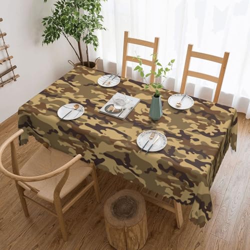 Tischdecke mit Camouflage-Muster, braun, Camouflage, für Esszimmer, Küche, Geburtstagsparty, Dekoration für Esstisch, Buffet, Partys, Terrasse, Camping, 137,2 x 182,9 cm von Anceky