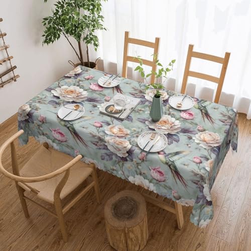 Tischdecke mit Kolibri-Blumenmuster für Esszimmer, Küche, Geburtstagsparty, Dekoration für Esstisch, Buffet, Partys, Terrasse, Camping, 137,2 x 182,9 cm von Anceky