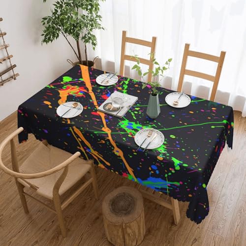 Tischdecke mit Neon-Spritzer-Tinte für Esszimmer, Küche, Geburtstagsparty-Dekoration für Esstisch, Buffet, Partys, Terrasse, Camping, 137,2 x 182,9 cm von Anceky