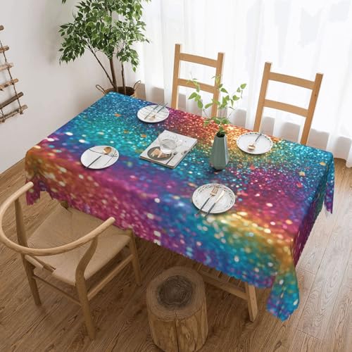 Tischdecke mit Regenbogen-Glitzer für Esszimmer, Küche, Geburtstagsparty, Dekoration für Esstisch, Buffet, Partys, Terrasse, Camping, 137,2 x 182,9 cm von Anceky