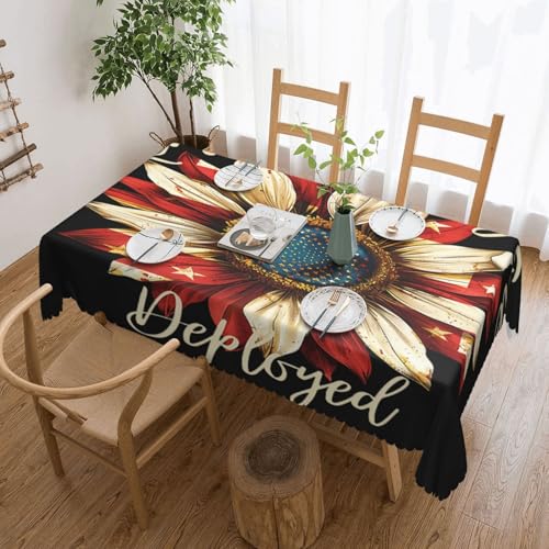 Tischdecke mit Sonnenblumen-Motiv „Remember Everyone Deployed für Esszimmer, Küche, Geburtstagsparty, Dekoration für Esstisch, Buffet, Partys, Terrasse, Camping, 137,2 x 183,9 cm von Anceky