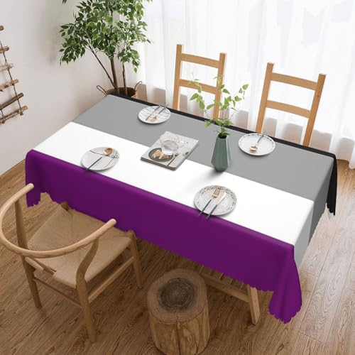 Tischdecke mit asexueller Pride-Flagge für Esszimmer, Küche, Geburtstagsparty-Dekoration für Esstisch, Buffet, Partys, Terrasse, Camping, 137,2 x 183,9 cm von Anceky