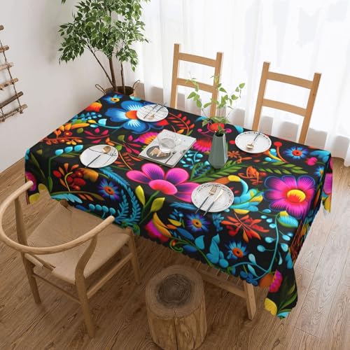 Tischdecke mit bunten Blumen und Blumenmuster für Esszimmer, Küche, Geburtstagsparty, Dekoration für Esstisch, Buffet, Partys, Terrasse, Camping, 137,2 x 182,9 cm von Anceky
