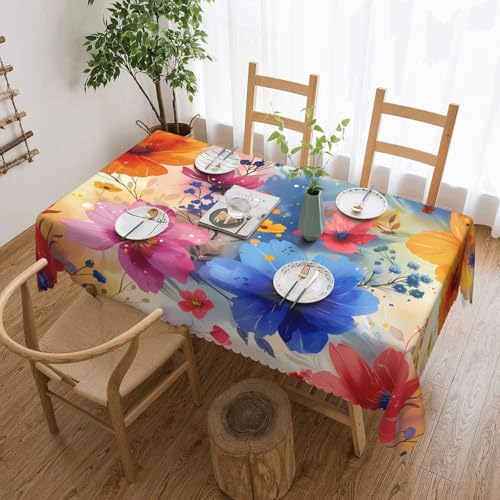 Tischdecke mit bunten Blumen und Blumenmuster für Esszimmer, Küche, Geburtstagsparty, Dekoration für Esstisch, Buffet, Partys, Terrasse, Camping, 137,2 x 182,9 cm von Anceky