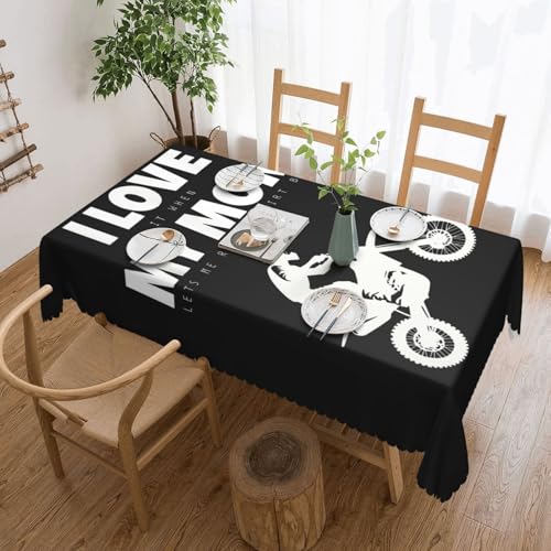 Tischdecke mit der Aufschrift „I Love My Mom Dirt Bike für Esszimmer, Küche, Geburtstagsparty-Dekorationen für Esstisch, Buffet-Partys, Terrasse, Camping, 137,2 x 182,9 cm von Anceky