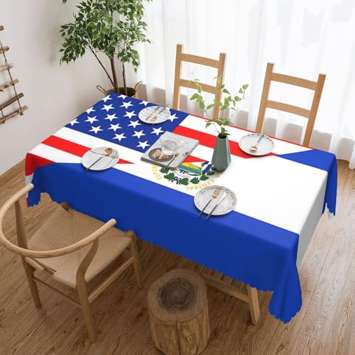 Tischdecke mit halbamerikanischer EL Salvador-Flagge für Esszimmer, Küche, Geburtstagsparty, Dekoration für Esstisch, Buffet, Partys, Terrasse, Camping, 137,2 x 182,9 cm von Anceky