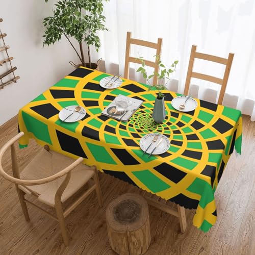 Tischdecke mit jamaikanischer Flagge für Esszimmer, Küche, Geburtstagsparty-Dekoration für Esstisch, Buffet, Partys, Terrasse, Camping, 137,2 x 183,9 cm von Anceky