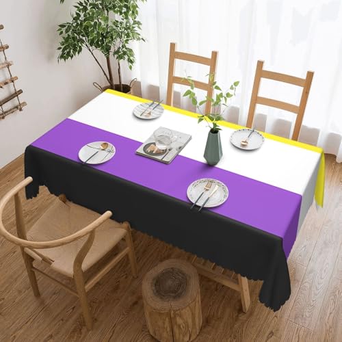 Tischdecke mit nichtbinärer Flagge und nichtbinärer Pride-Flagge für Esszimmer, Küche, Geburtstagsparty-Dekorationen für Esstisch, Buffet-Partys, Terrasse, Camping-Abdeckung, 137,2 x 182,9 cm von Anceky