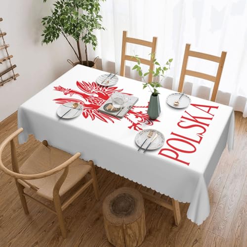 Tischdecke mit polnischer Flagge, Polen, Polska-Adler, für Esszimmer, Küche, Geburtstagsparty, Dekoration für Esstisch, Buffet, Partys, Terrasse, Camping, 137,2 x 183,9 cm von Anceky