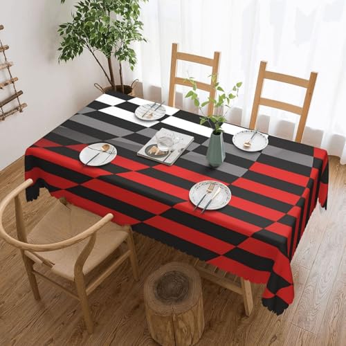 Tischdecke mit rot-Grauer Karoflagge für Esszimmer, Küche, Geburtstagsparty-Dekoration für Esstisch, Buffet, Partys, Terrasse, Camping, 137,2 x 183,9 cm von Anceky